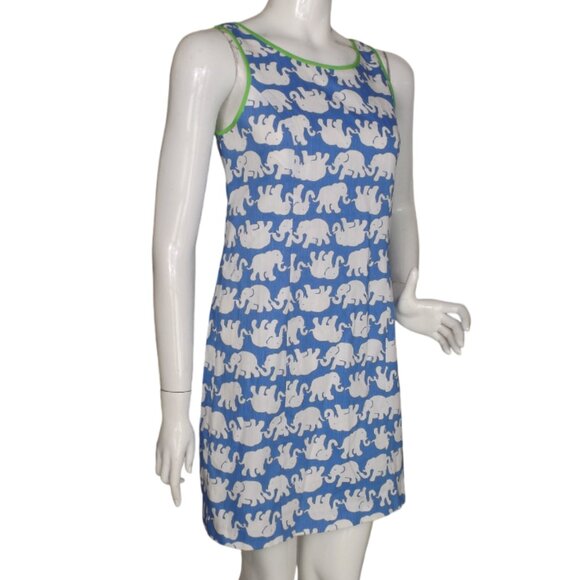 LILLY PULITZER Mini Dress, 2, Blue/White Elephants, Cathy Shift, Tusk in Sun - Picture 4 of 16